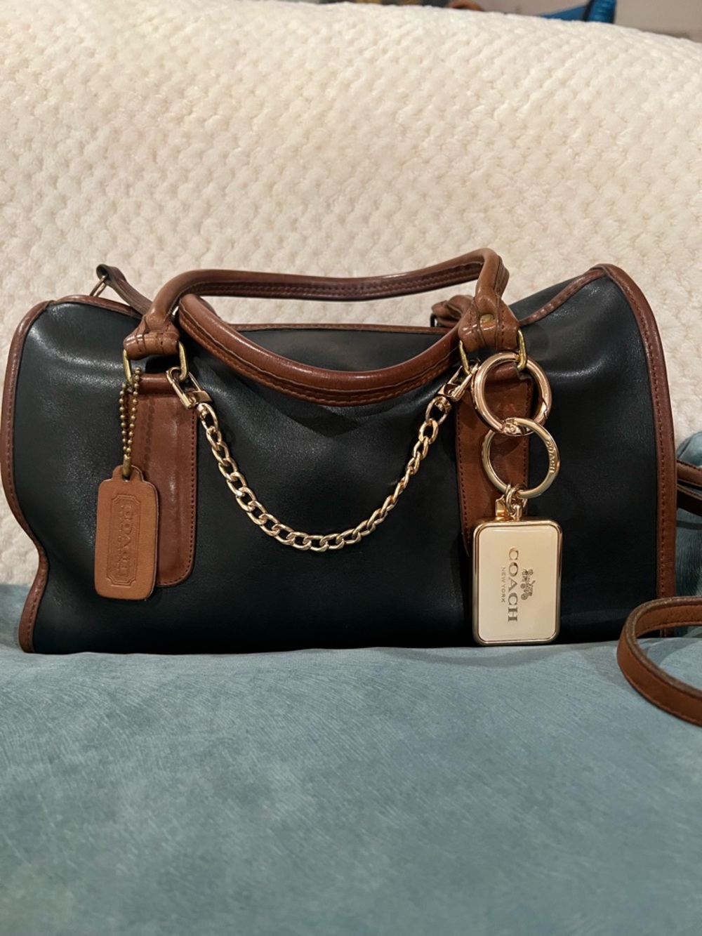Vintage Coach Madison Spectator Black and Tan Leather Satchel Bag - Picture 12 of 12